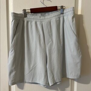 Lululemon Gray Light Blue Lined Athletic Shorts with Elastic Waistband XL